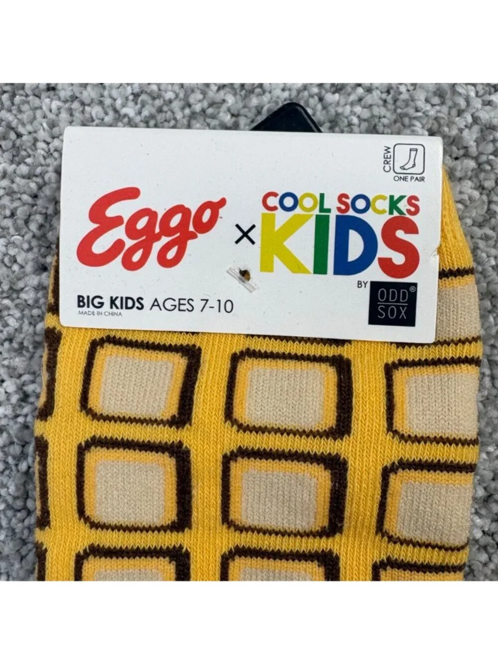 Eggo X Cool Socks Kids Odd Sox Waffle Pattern Crew Socks Ages 7-10